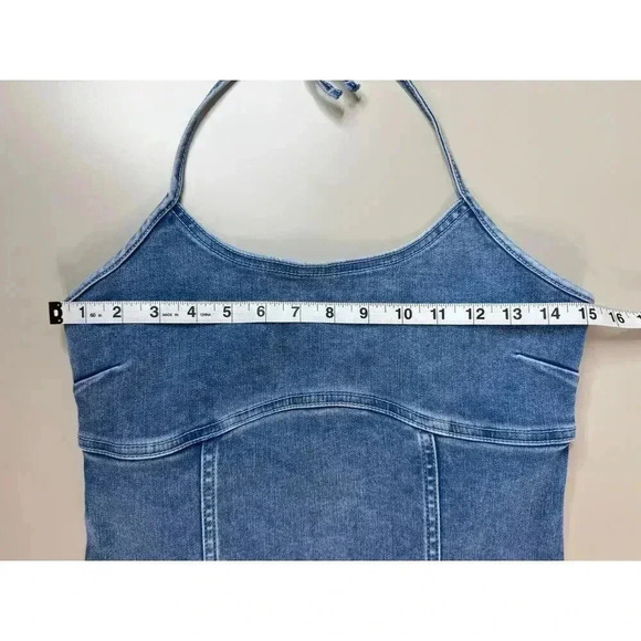 Aerie NWT Corset Denim Halter Dress Size M Y2K Retro Coastal Boho Cowgirl Party - Picture 5 of 10